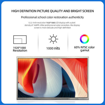 13.3 اینچ EDP TFT LCD Display 1920*1080 پیکسل 30 پین صفحه نمایش درخشان در فضای باز1000cd/M2